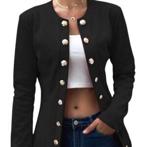 TRÏBE Black Military Style Jacket Coat Size Medium NWT